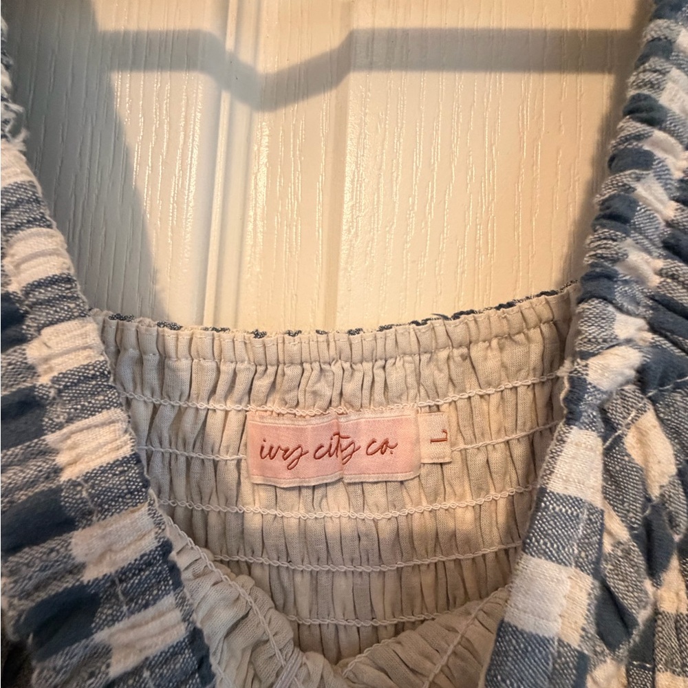 Hailey Dress - Blue and White Gingham Women's Dress - Picture 3 of 3